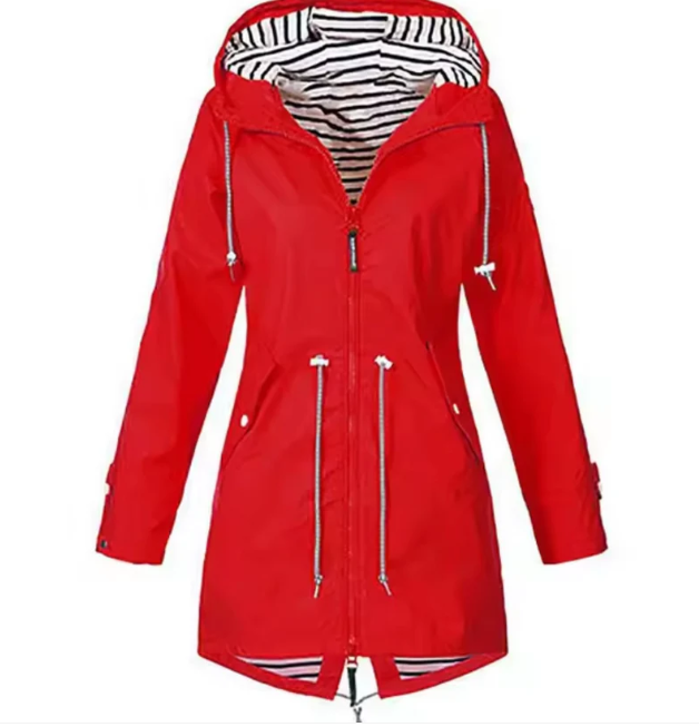 R&B | Mittellange Kapuzenjacke mit verstellbarem Taillenzug - Atmungsaktive leichte Oberbekleidung