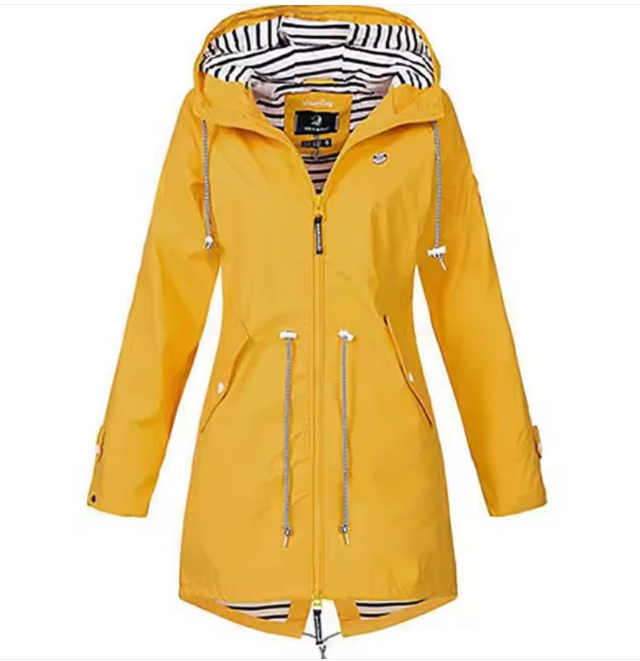 R&B | Mittellange Kapuzenjacke mit verstellbarem Taillenzug - Atmungsaktive leichte Oberbekleidung