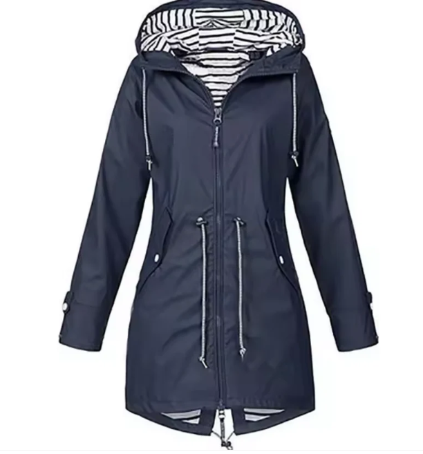 R&B | Mittellange Kapuzenjacke mit verstellbarem Taillenzug - Atmungsaktive leichte Oberbekleidung
