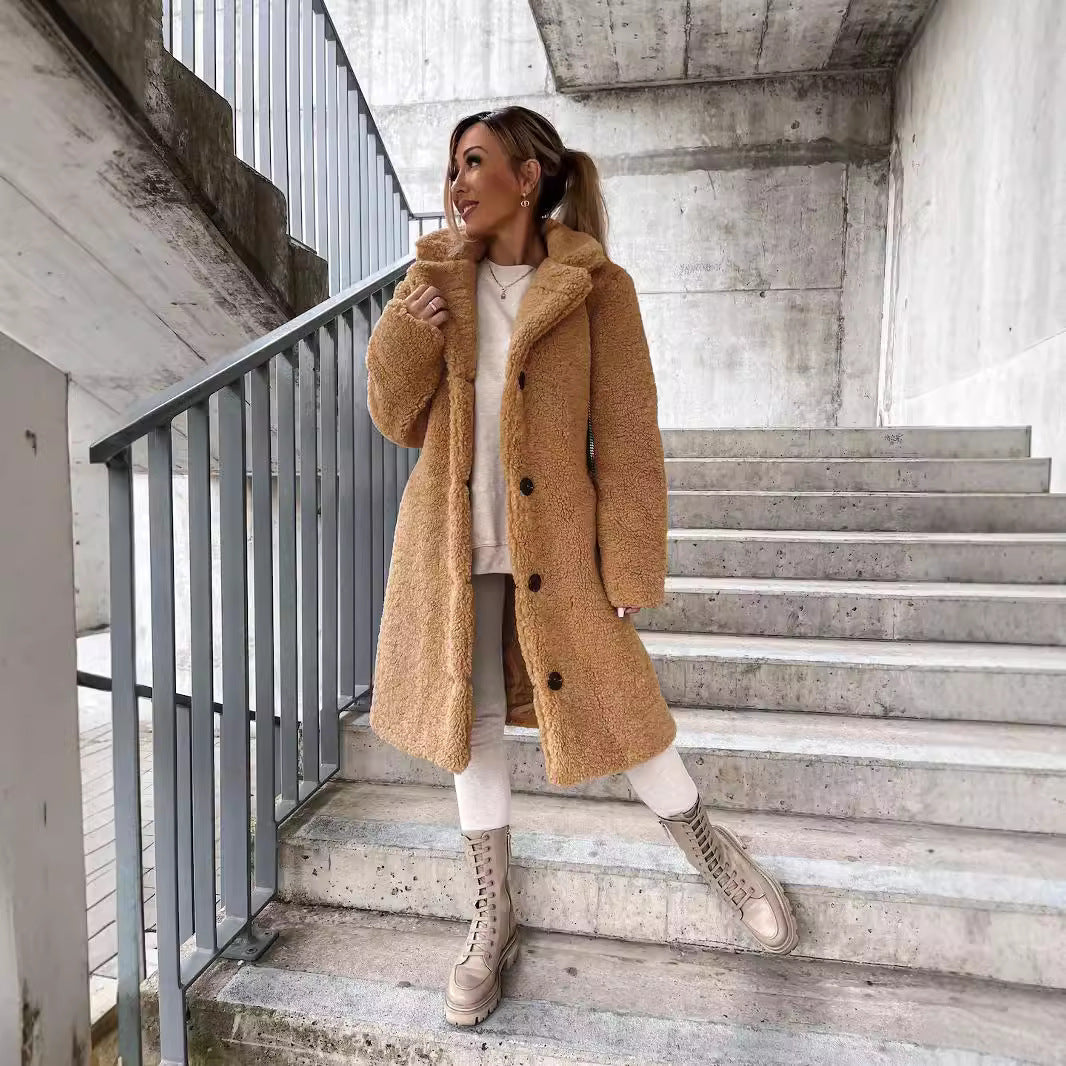 R&B | Oversized Wollmischung Langmantel mit Reverskragen - Stilvoller Wintermantel für Damen