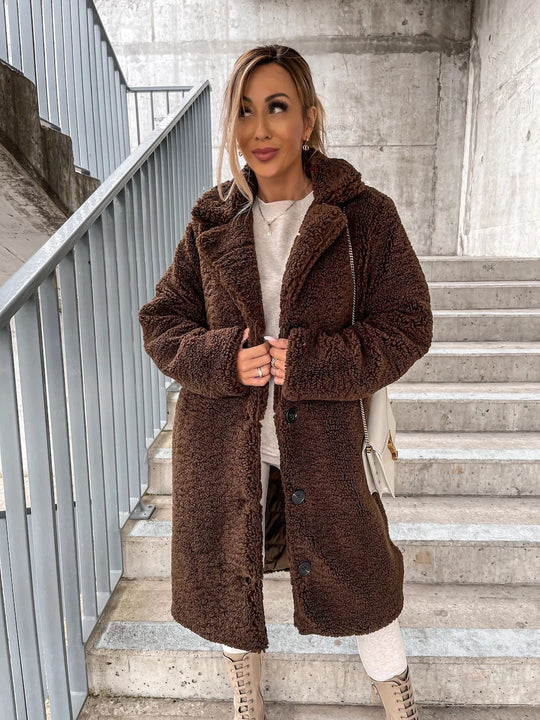 R&B | Oversized Wollmischung Langmantel mit Reverskragen - Stilvoller Wintermantel für Damen