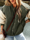 R&B | Corduroy Sherpa Bomberjacke Knopfverschluss Herbstjacke
