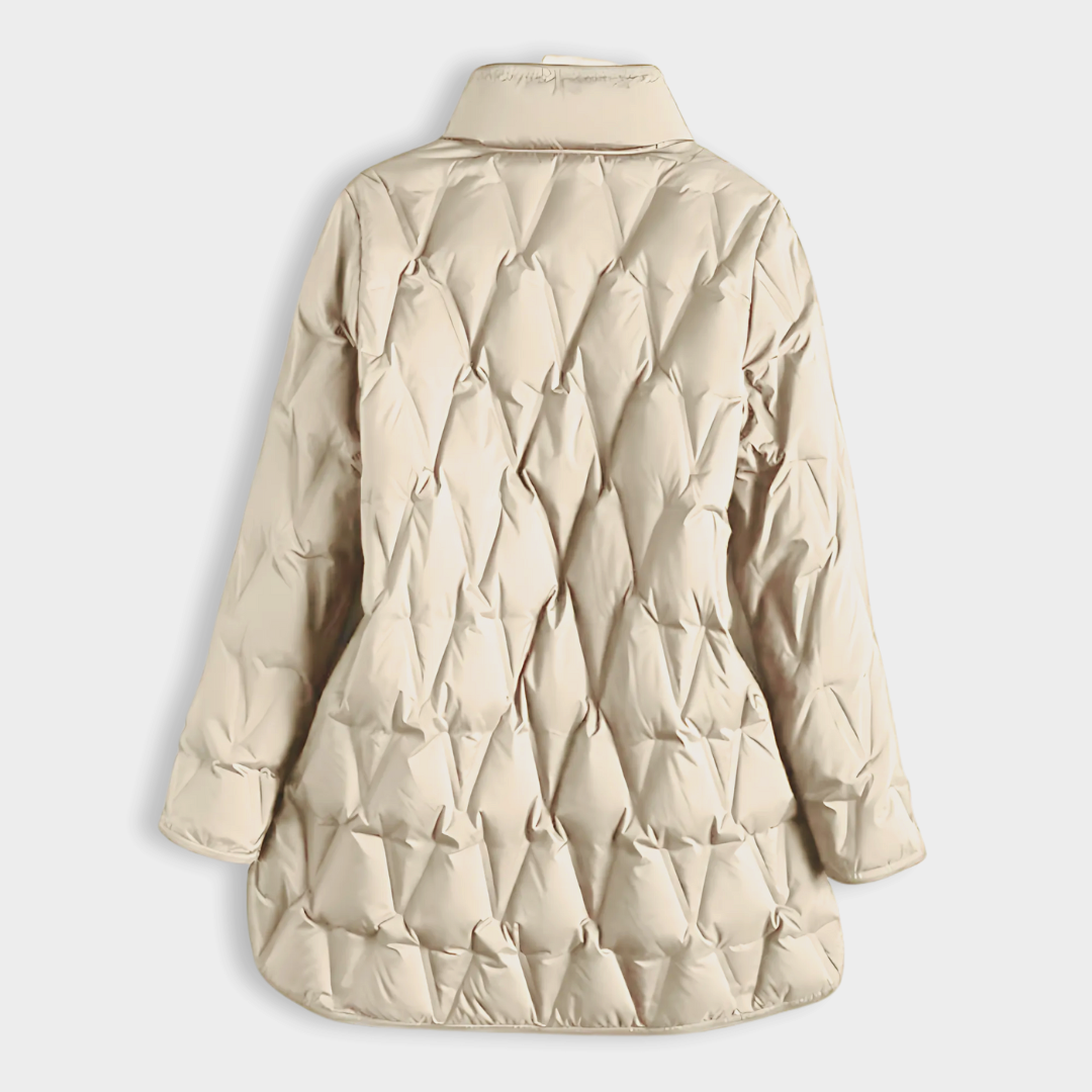 R&B | Mock-Snap-Button Gesteppte Pufferjacke