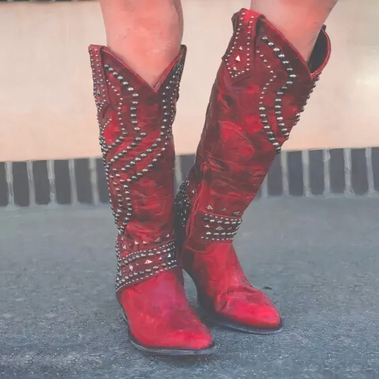 R&B | Niete Lange Dicke Absatzstiefel