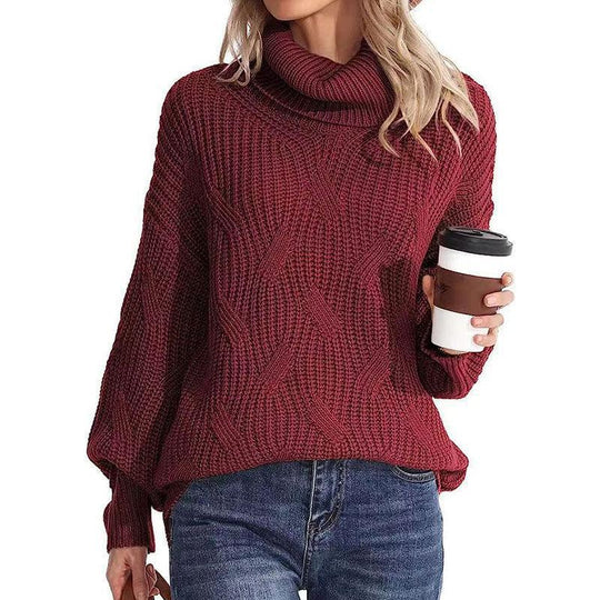 R&B | Pullover - Damen Winter Kabelstrick Rollkragenpullover