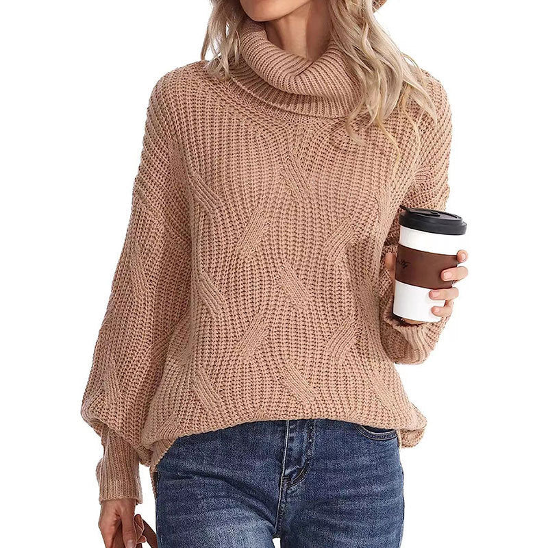 R&B | Pullover - Damen Winter Kabelstrick Rollkragenpullover
