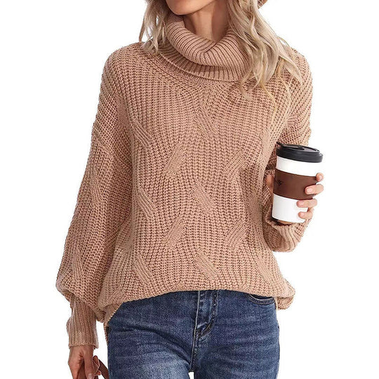 R&B | Pullover - Damen Winter Kabelstrick Rollkragenpullover