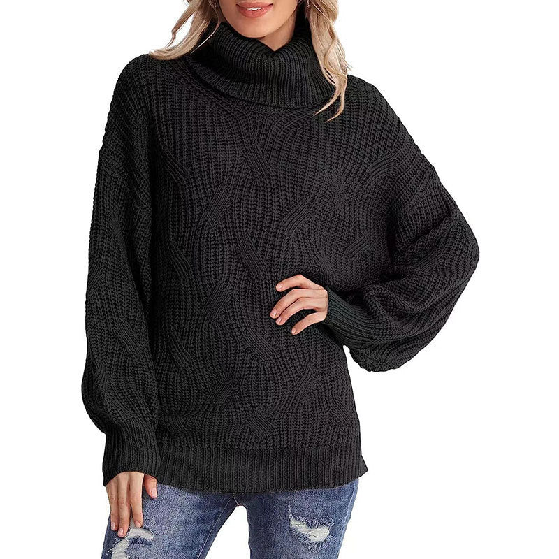 R&B | Pullover - Damen Winter Kabelstrick Rollkragenpullover