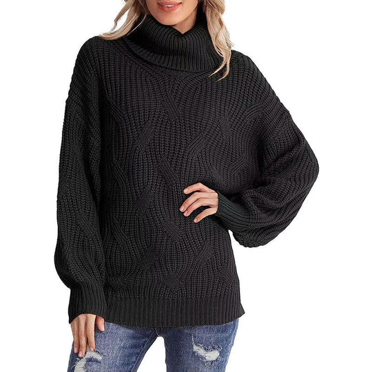 R&B | Pullover - Damen Winter Kabelstrick Rollkragenpullover