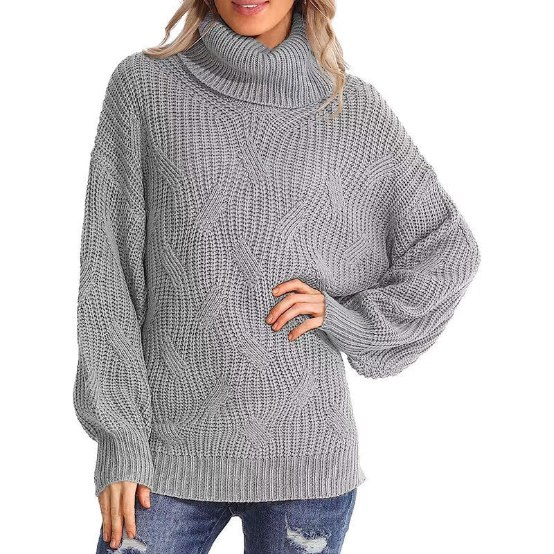 R&B | Pullover - Damen Winter Kabelstrick Rollkragenpullover