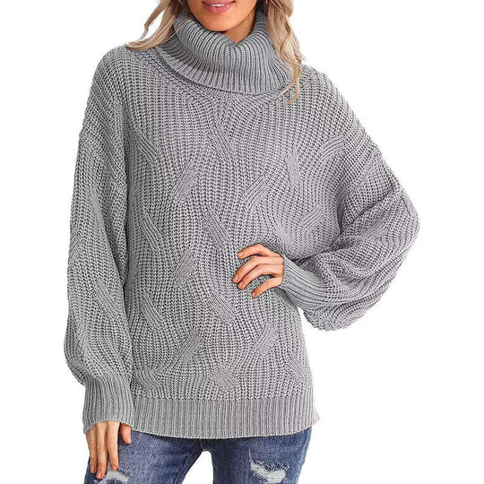 R&B | Pullover - Damen Winter Kabelstrick Rollkragenpullover