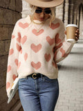 R&B | Pullover - Damen Herbst Freizeit Herzdruck Strickpullover