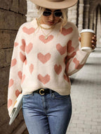 R&B | Pullover - Damen Herbst Freizeit Herzdruck Strickpullover