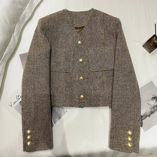 R&B | Cropped Blazer – Taillierter Schnitt mit Goldfarbenen Knöpfen
