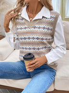 R&B | Weste - Damen Herbst Ethnischer Stil Jacquard Strickweste