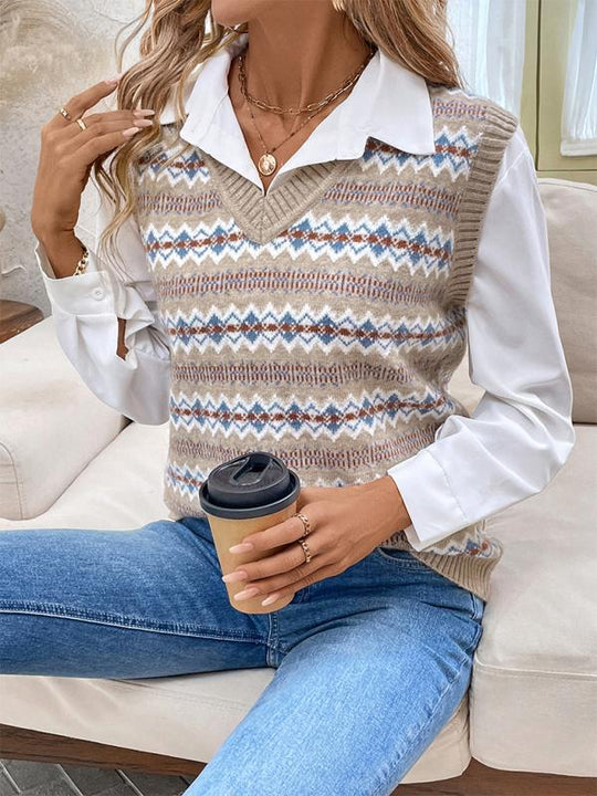 R&B | Weste - Damen Herbst Ethnischer Stil Jacquard Strickweste
