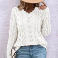 R&B | Pullover - Damen Herbst Hohlstrick V-Ausschnitt Pullover