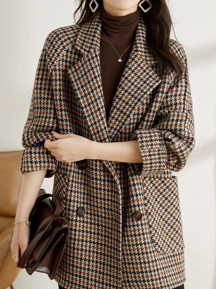 R&B | Langer Kariert Blazer – Klassischer Herbst-Winter Stil