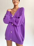 R&B | Cardigan - Damen Herbst Übergrößen Rippstrick Knopf-Cardigan