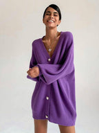 R&B | Cardigan - Damen Herbst Übergrößen Rippstrick Knopf-Cardigan