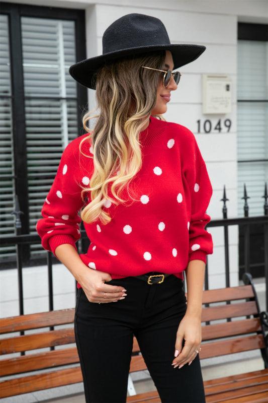 R&B | Pullover - Frauen Winter Polka Dots Strickpullover