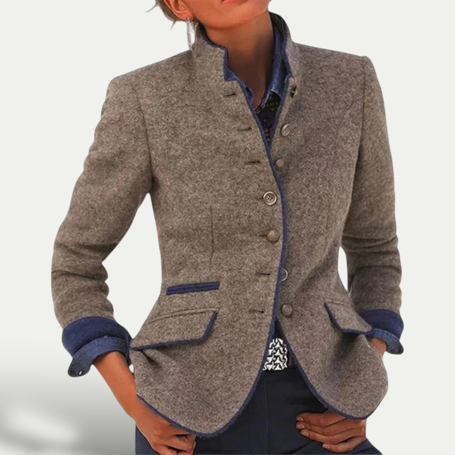 R&B | Taillierter Kurzer Blazer mit Stehkragen – Schick Lässige Schicht