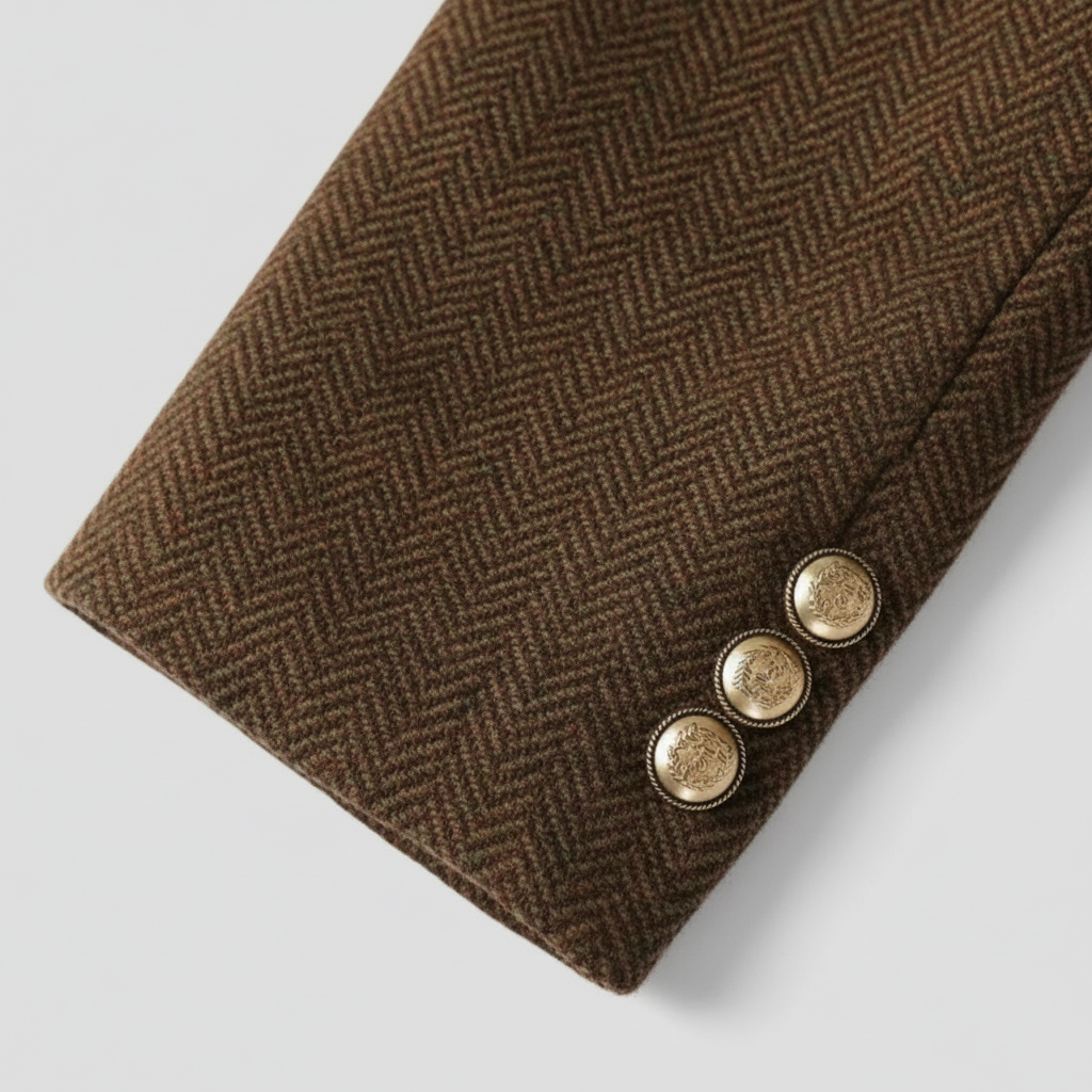 R&B | Tweed Blazer Mantel – Doppelreihig, mit Gürtel, Schalkragen