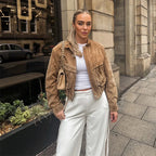 R&B | Jacke - Vintage Wildleder Kurz mit Lässiger Passform Und Reißverschluss-Taschen