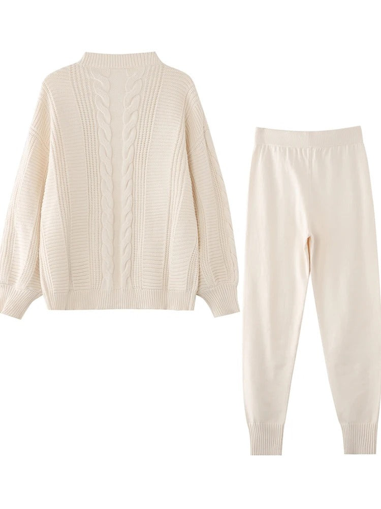 R&B | Wollmix Damen Strickkleidung Satz mit Übergröße Cardigan