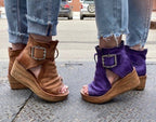 R&B | Offene High Top Sandalen mit Keilabsatz und Schnalle für Damen
