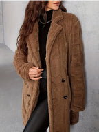 R&B | Langer Strickmantel mit Revers für Damen - Winter