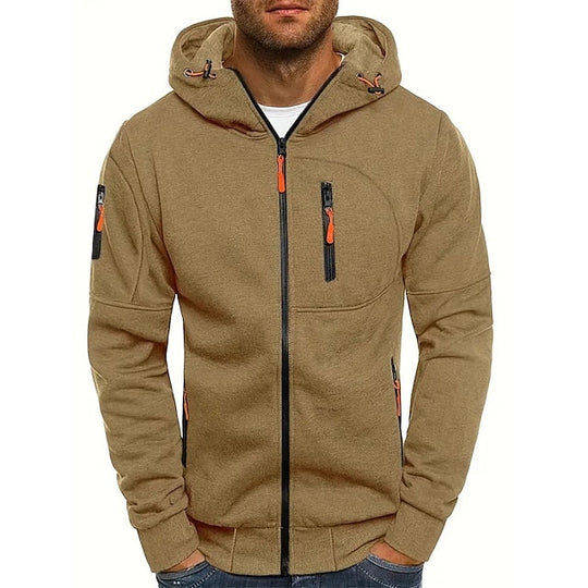 R&B | Kapuzenpullover Taillierte Passform Atmungsaktives Material Reißverschluss Reißverschluss Taschen