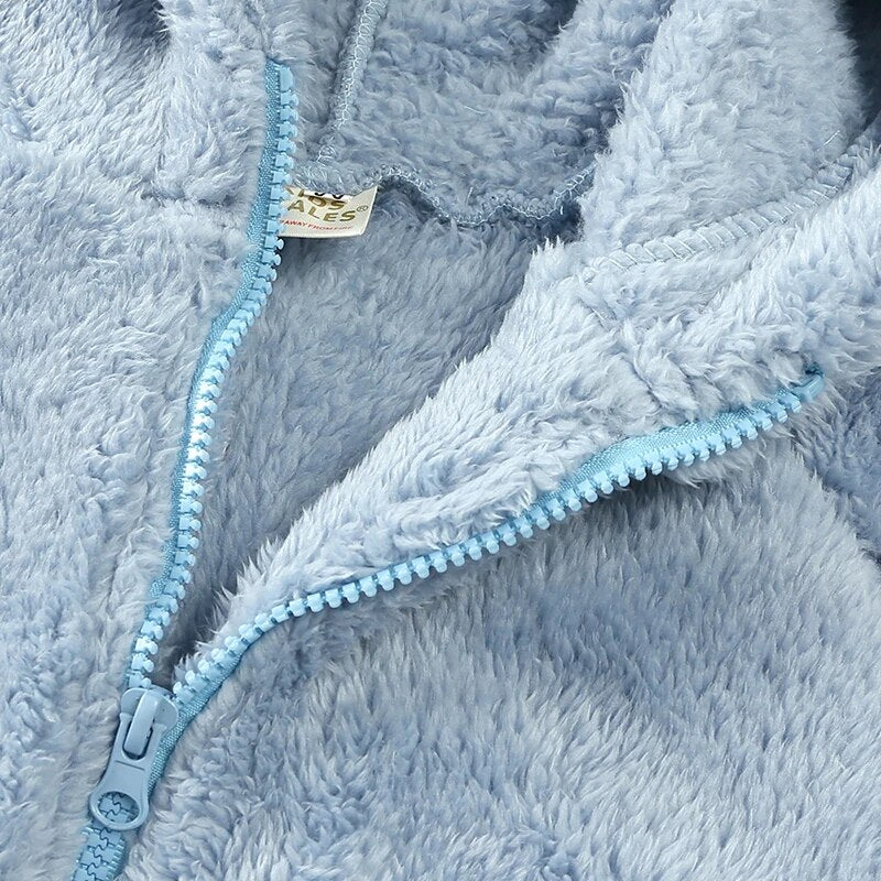 R&B Comfort Modische Bären-Kinderjacke aus dickem Samt