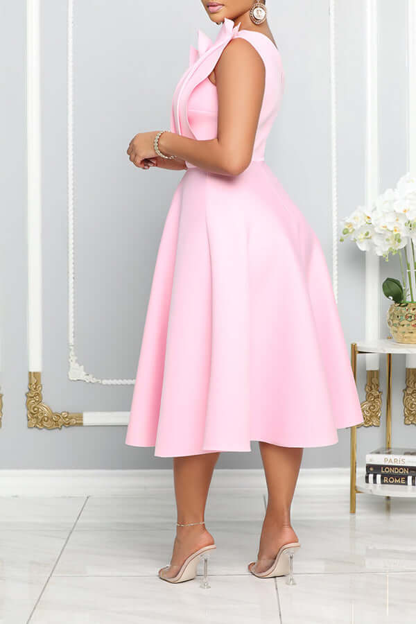 R&B | One Shoulder Midi Kleid Elegante A-Linie Passform Skulpturierte Details Festliche Kleidung