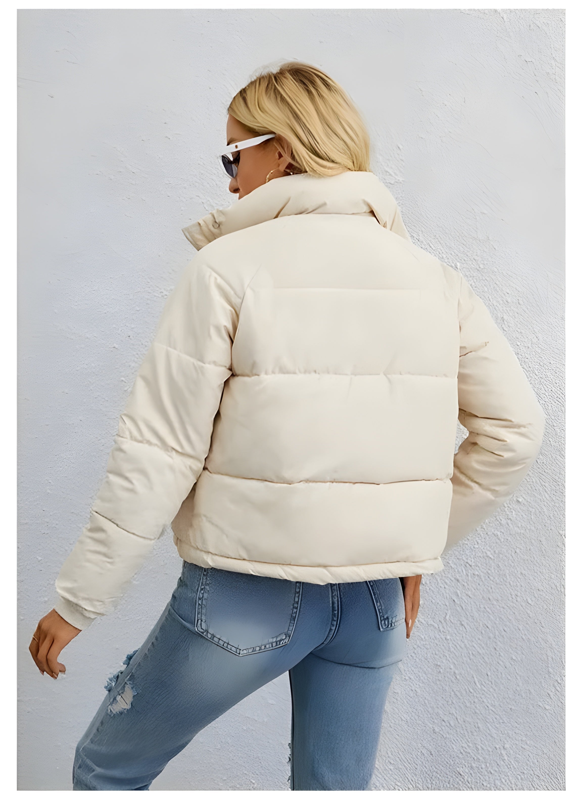 R&B | Warme Damen Pufferjacke mit Reißverschluss und Hohem Kragen