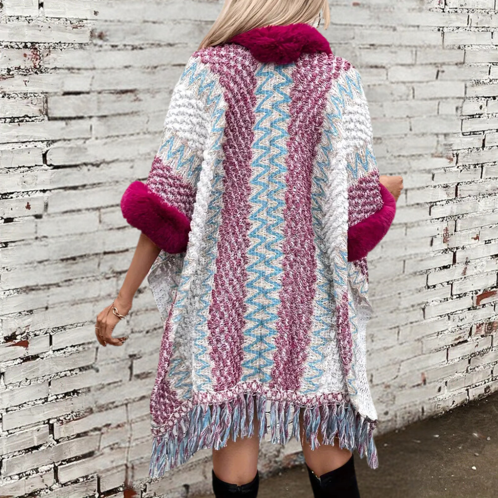 R&B | Stilvolle Fransen Cape Stiefelette für Damen Perfekt für den Herbst