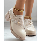 Elegante Seiten-Reißverschluss Blockabsatzschuhe mit spitzen Akzenten R&B