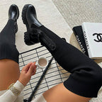 R&B | Stilvolle Damen Knielange Stiefel mit Reißverschluss