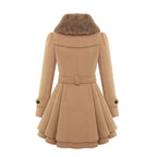 R&B | Damen-Trenchcoat mit Veganem Fell und Gürtel