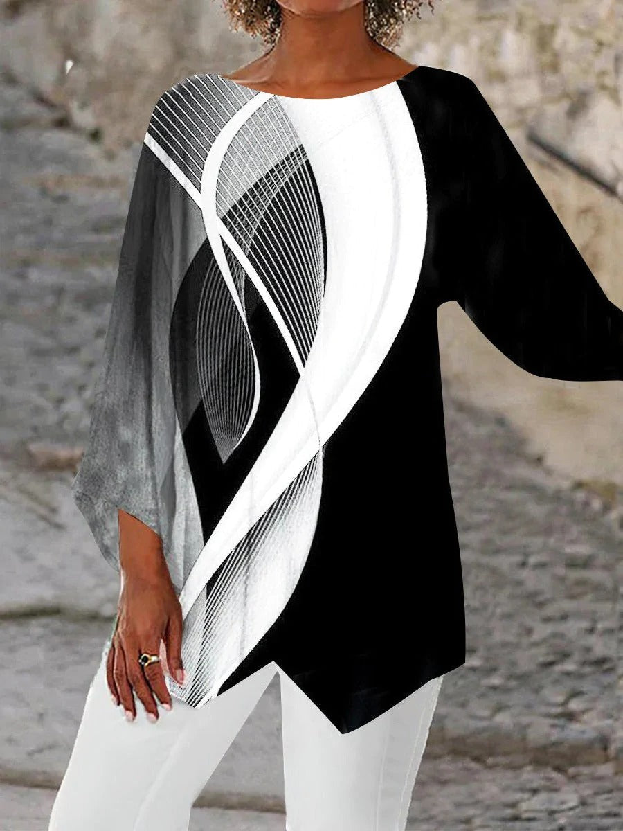 R&B | Moderne Geometrische Tunika Mit Langen Ärmeln