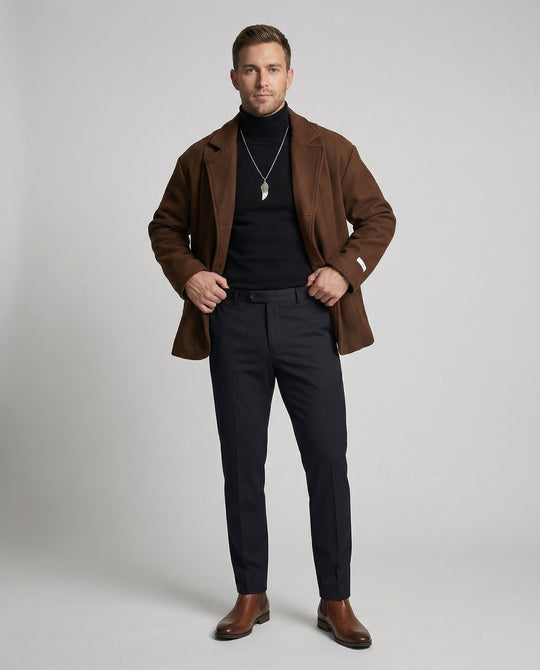 Britischer Stil Kurzmantel Unisex Freizeitjacke Brauner Strick Blazer