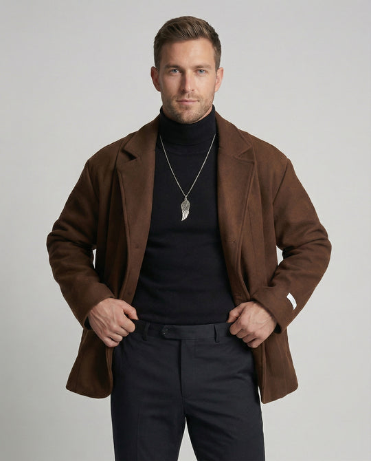 Britischer Stil Kurzmantel Unisex Freizeitjacke Brauner Strick Blazer