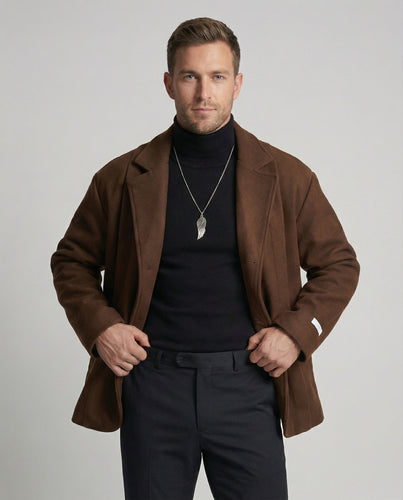 Britischer Stil Kurzmantel Unisex Freizeitjacke Brauner Strick Blazer