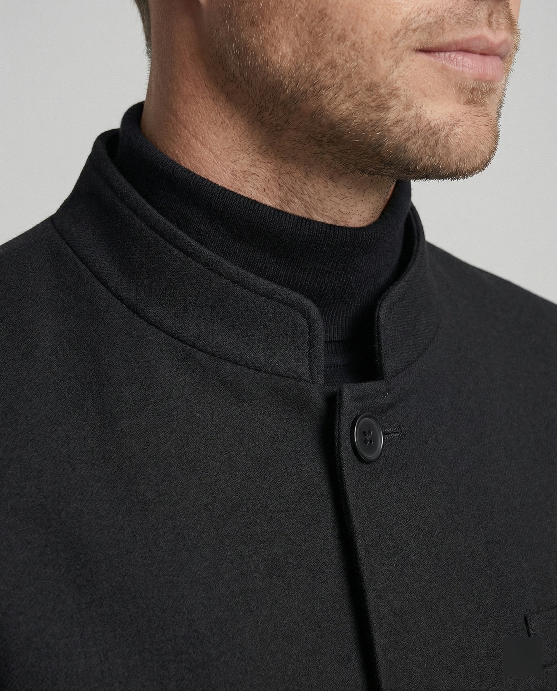 Herren Jacke New Chinese Style Stehkragen Schwarz Kurz