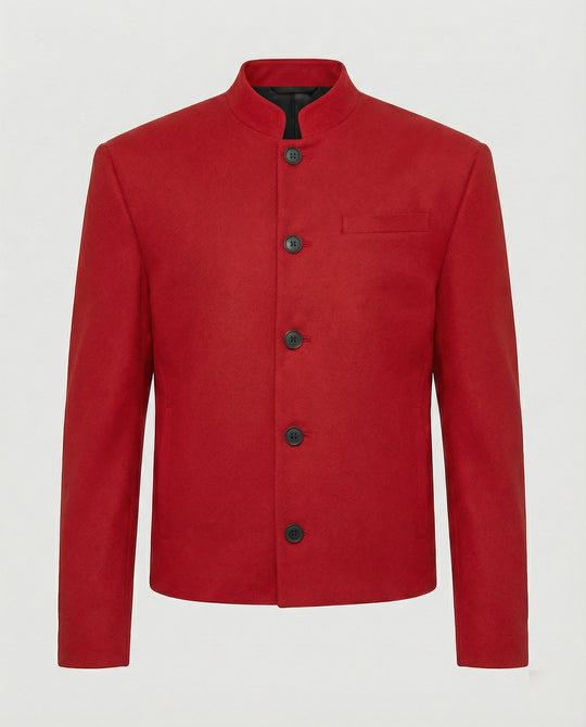 Herren Jacke New Chinese Style Stehkragen Schwarz Wolle Kurz