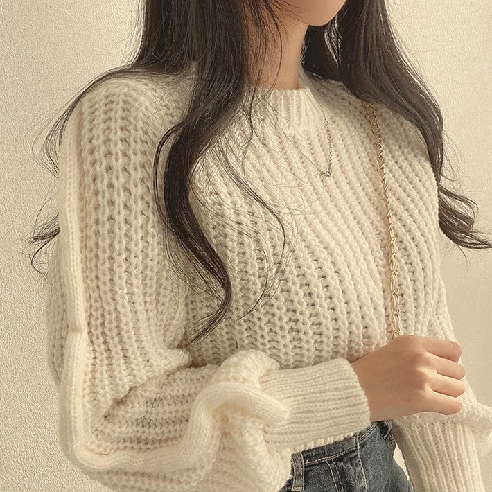 R&B | Bequeme Damen Cropped Pullover mit Langen Ärmeln