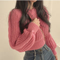 R&B | Bequeme Damen Cropped Pullover mit Langen Ärmeln