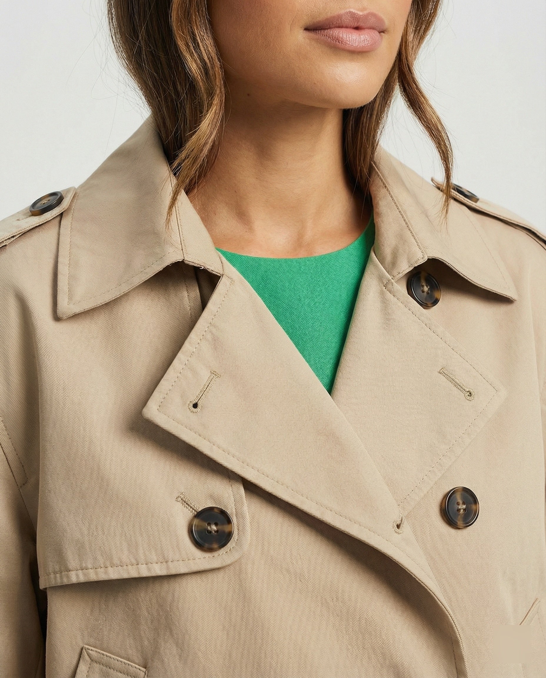 Damen Windbreaker Gelb Kurz mit Puff-Effekt und modischem Reverskragen