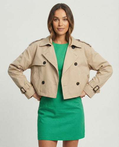 Damen Windbreaker Gelb Kurz mit Puff-Effekt und modischem Reverskragen