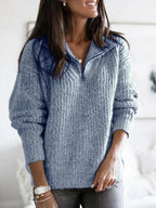R&B | Gestrickter Pullover mit Reißverschlusskragen